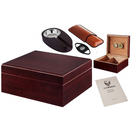 GERMANUS Ebenum Cigar Humidor with Digital Hygrometer for ca 50 cigars -  GERMANUS