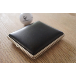Vintage Cigarette Case Brass and Faux Leather Germany / Cigarette Holder /  Collectible Tobbacciana / Hard Wallet Pocket Case 
