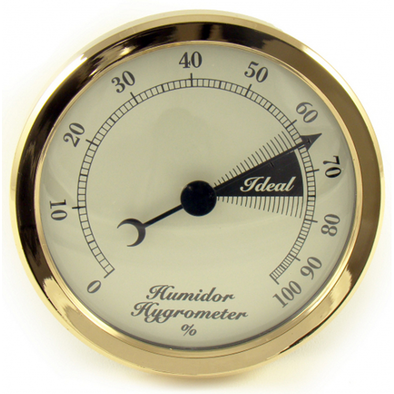 1 3/4 Diam. Polished Silver Frame Glass Analog Hygrometer Cigar Humidor