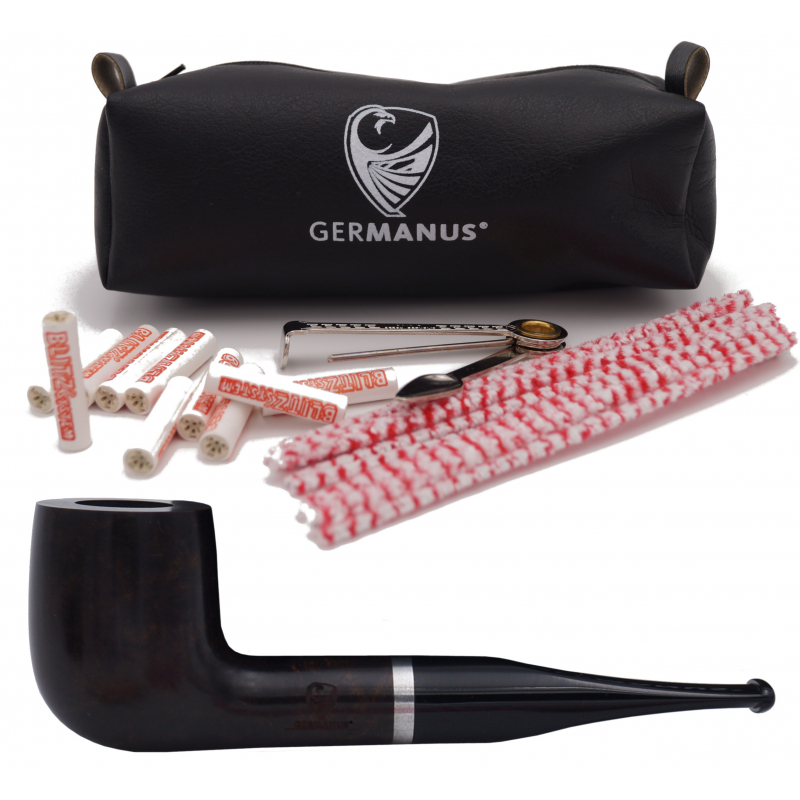 Molina Sandblasted Billiard Tobacco Pipe Starter Kit